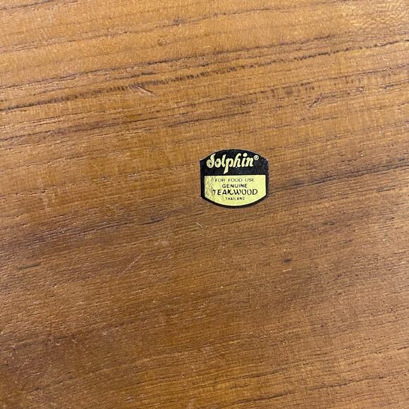 Dolphin vintage cheese server with dome teak base - Picture 2 of 4